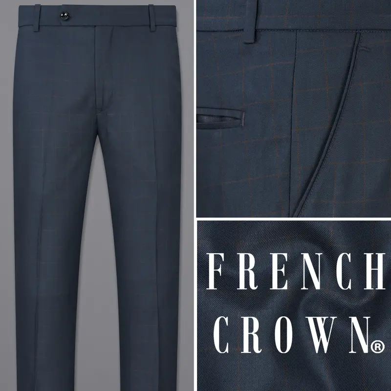Ebony Clay Blue Windowpane Pants 1