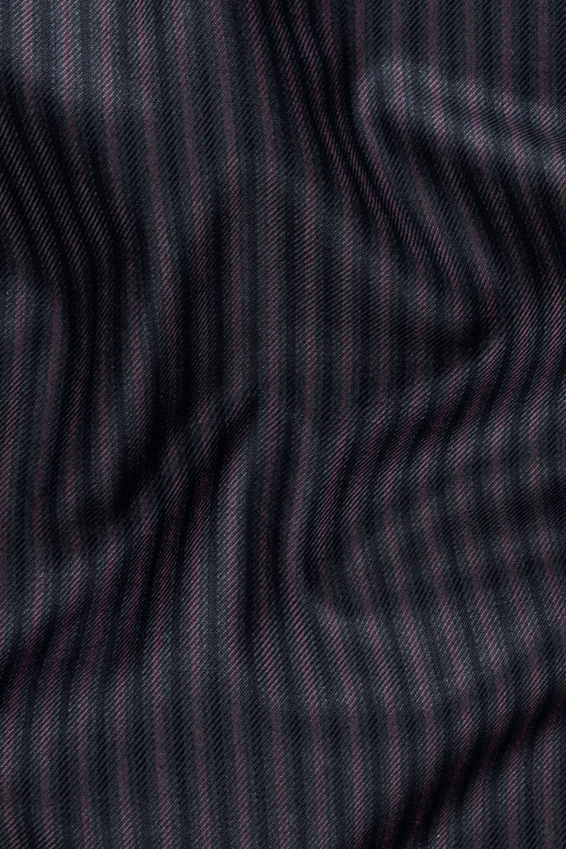 Ebony Clay Blue With Wine Berry Striped Wool Blend Pant 3