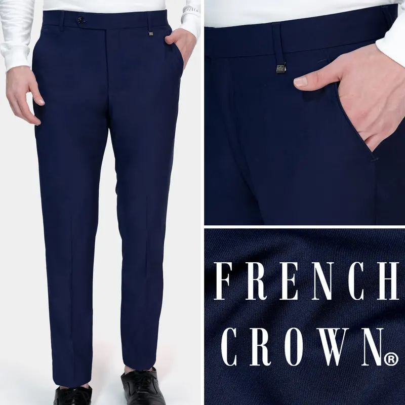 Ebony Clay Blue Wool Rich Pant 1