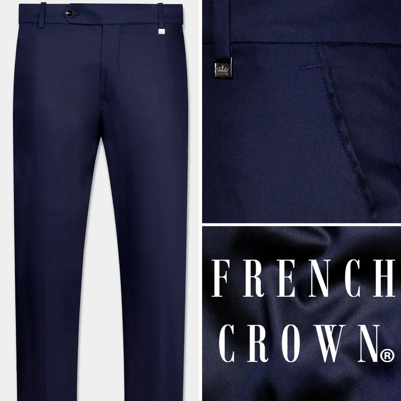 Ebony Clay Blue Wool Rich Pant 1