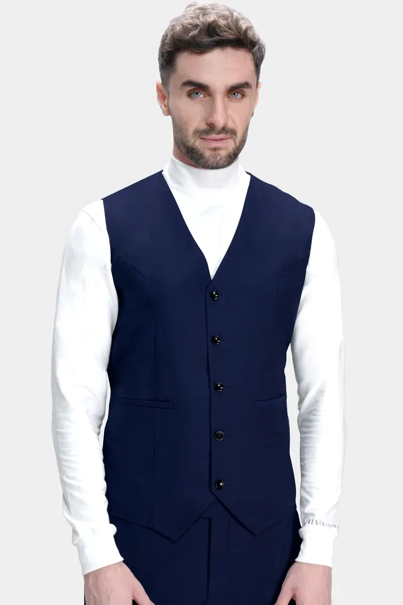 Ebony Clay Blue Wool Rich Waistcoat 2