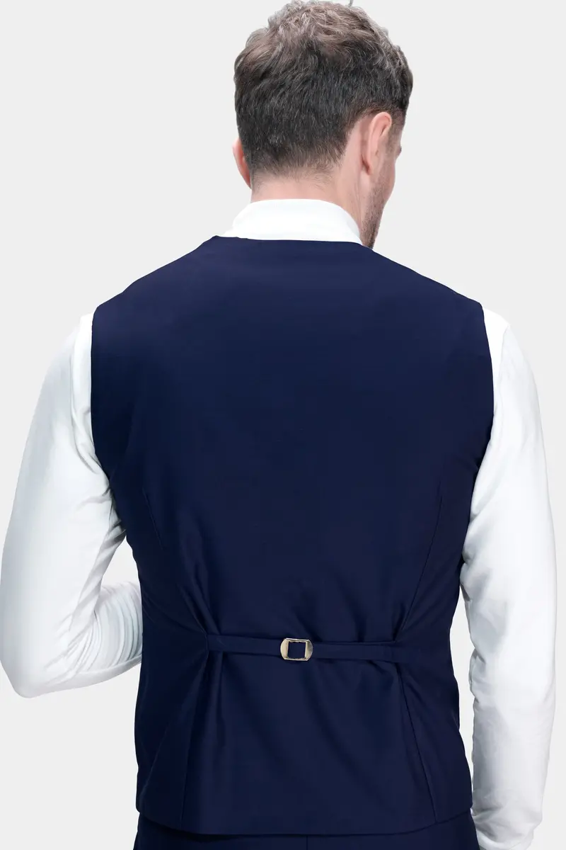 Ebony Clay Blue Wool Rich Waistcoat 4