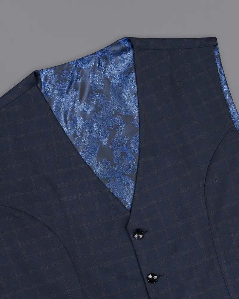 Ebony Clay Windowpane Wool Rich Waistcoat 4