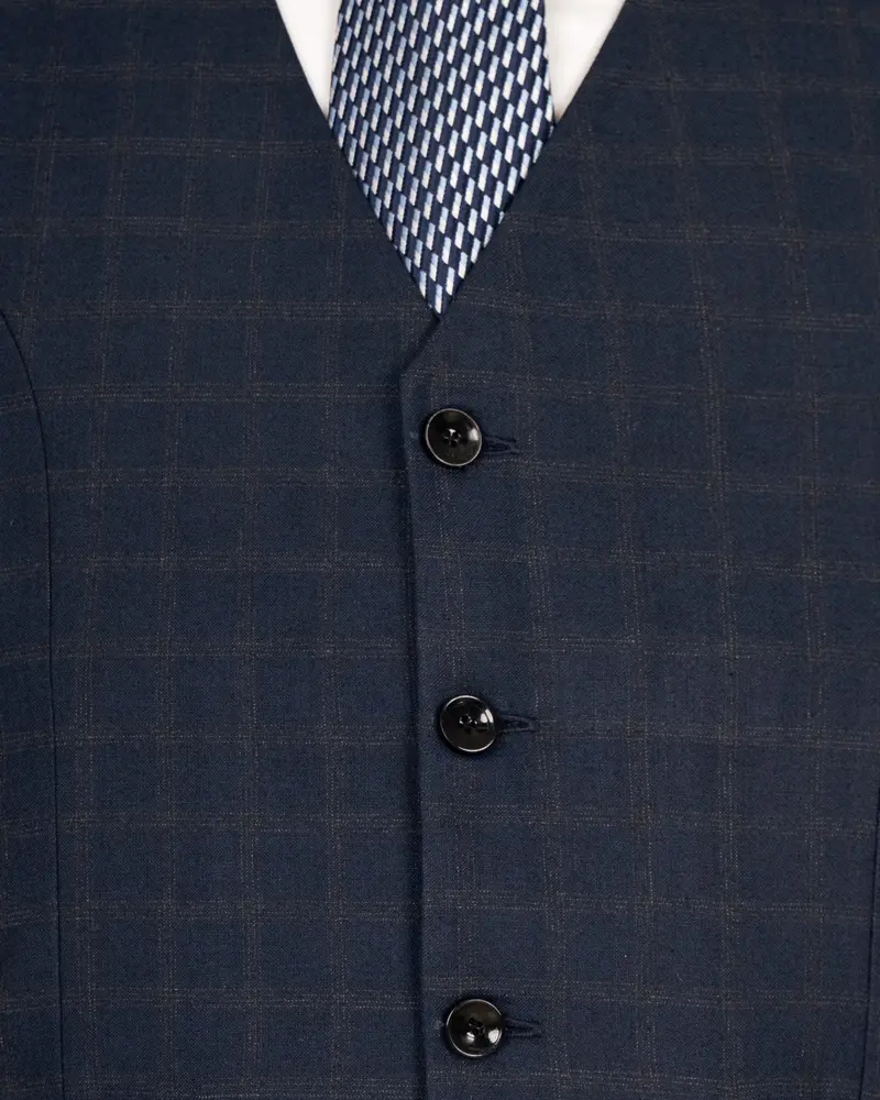 Ebony Clay Windowpane Wool Rich Waistcoat 5