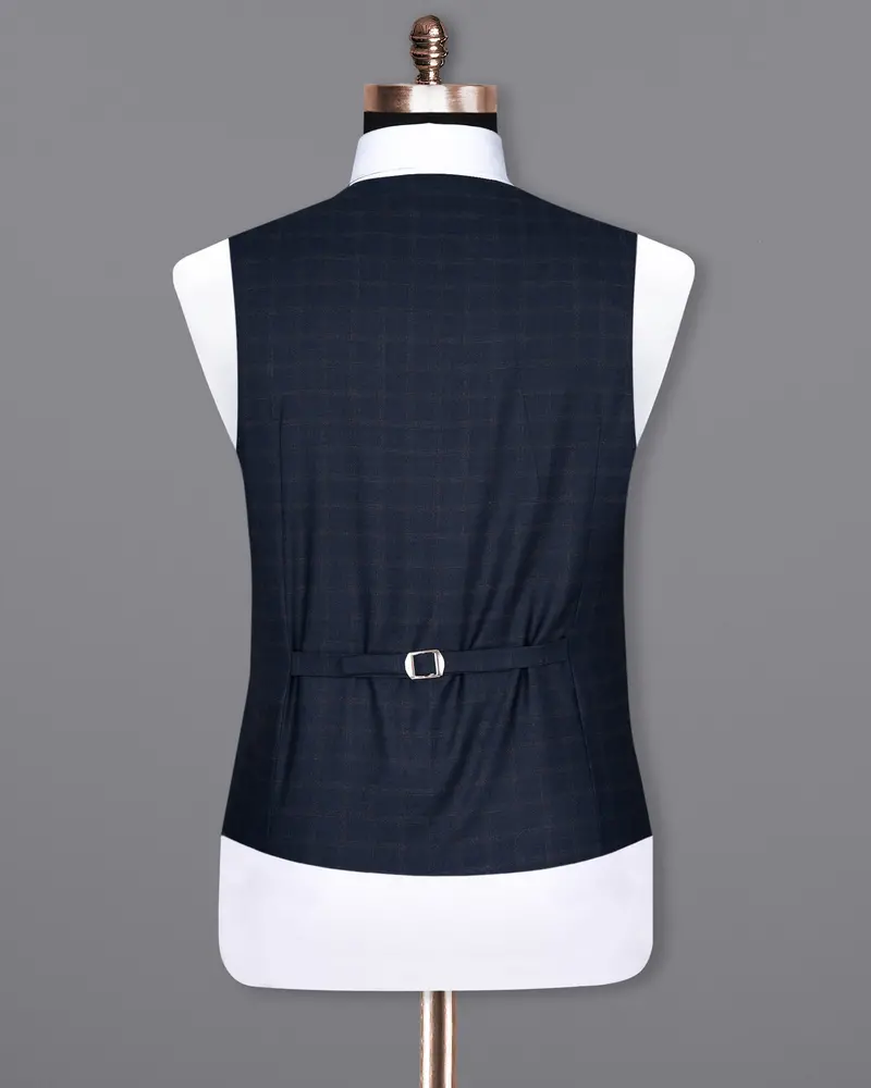 Ebony Clay Windowpane Wool Rich Waistcoat 6
