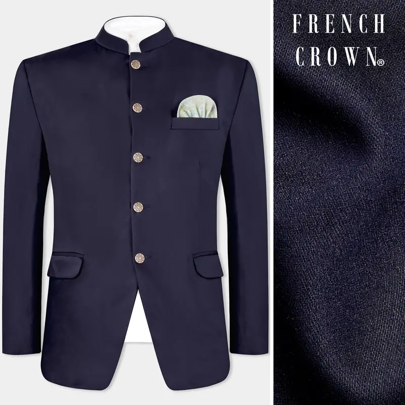 Ebony Clay Wool Rich Bandhgala Blazer 1
