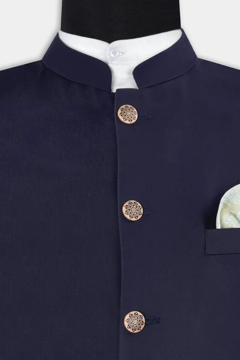 Ebony Clay Wool Rich Bandhgala Blazer 6