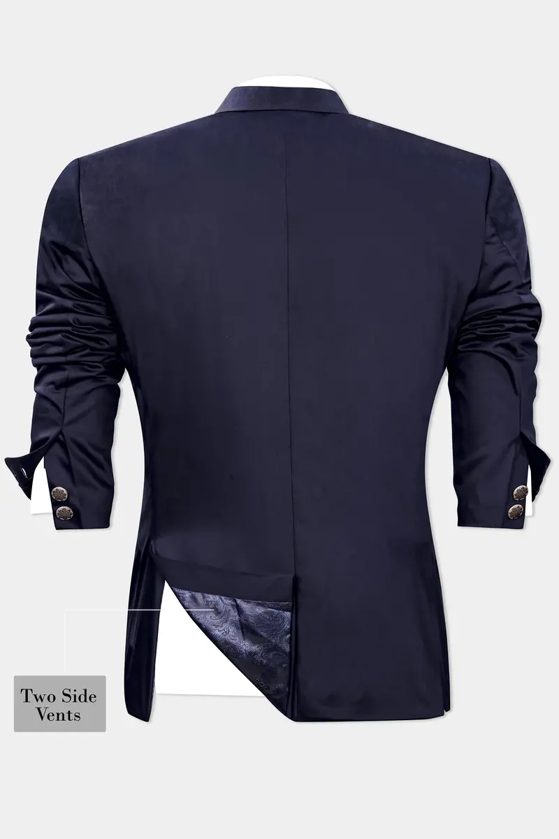 Ebony Clay Wool Rich Bandhgala Blazer 8