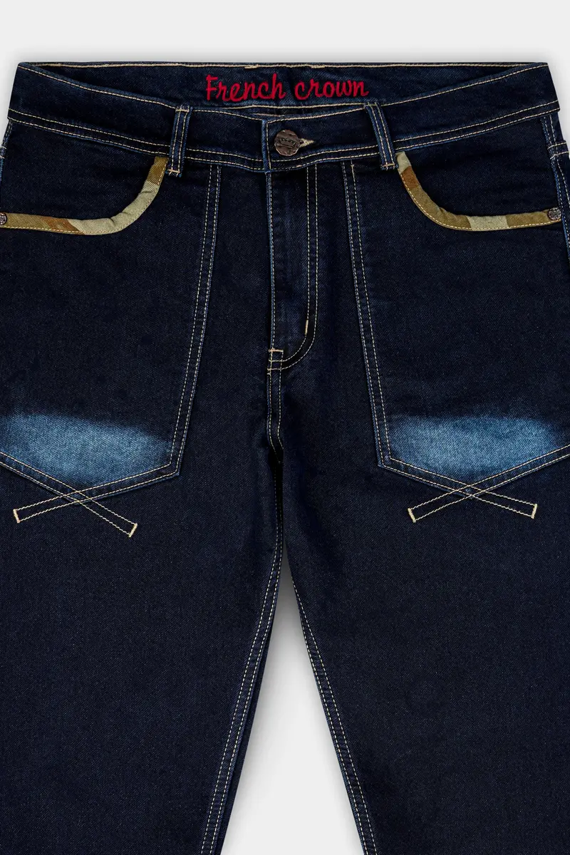 Ebony Dark Blue Clean Look Stretchable Denim 4