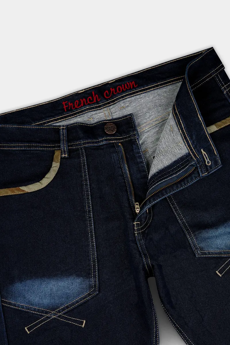 Ebony Dark Blue Clean Look Stretchable Denim 6
