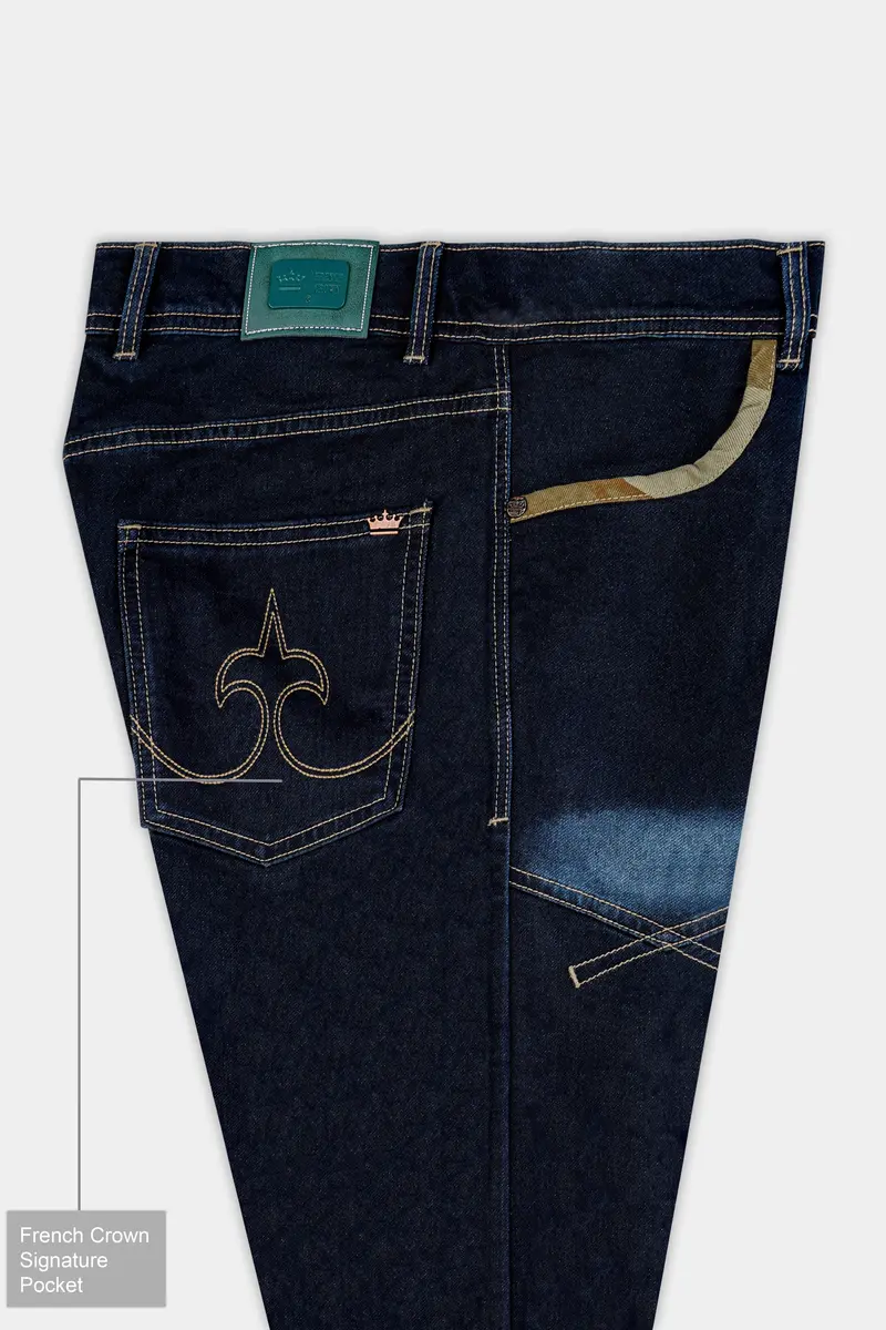 Ebony Dark Blue Clean Look Stretchable Denim 7