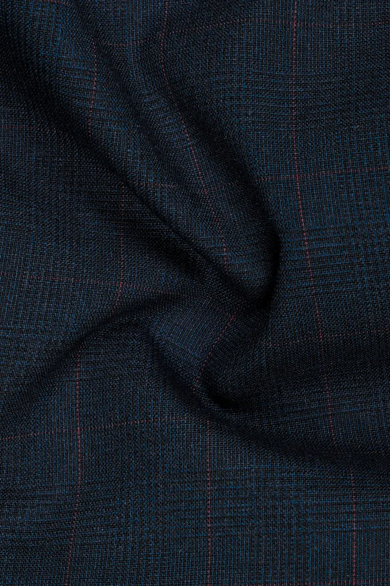 Ebony Subtle Plaid Cross Placket Bandhgala Blazer 3