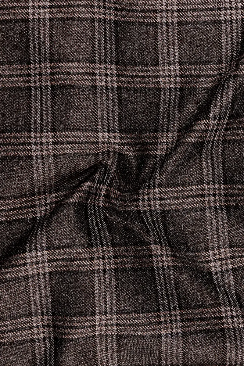 Eclenzo-Eclipse Brown Plaid Tweed Single Breasted Overcoat With Pant 3