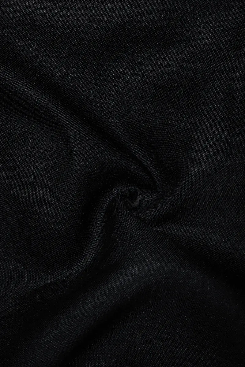 Eclipse Black-Jade Solid Luxurious Linen Dress Shirt 3