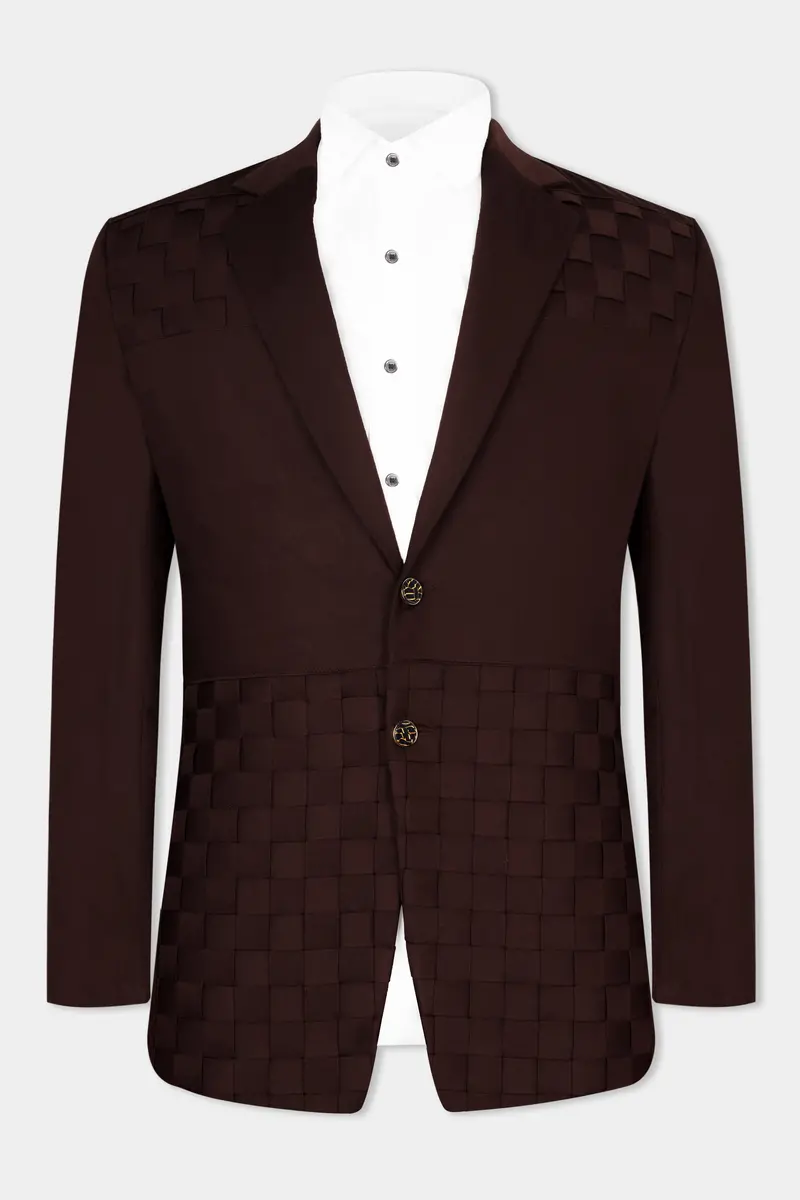 Eclipse Brown Checked Premium Cotton Designer Blazer 2