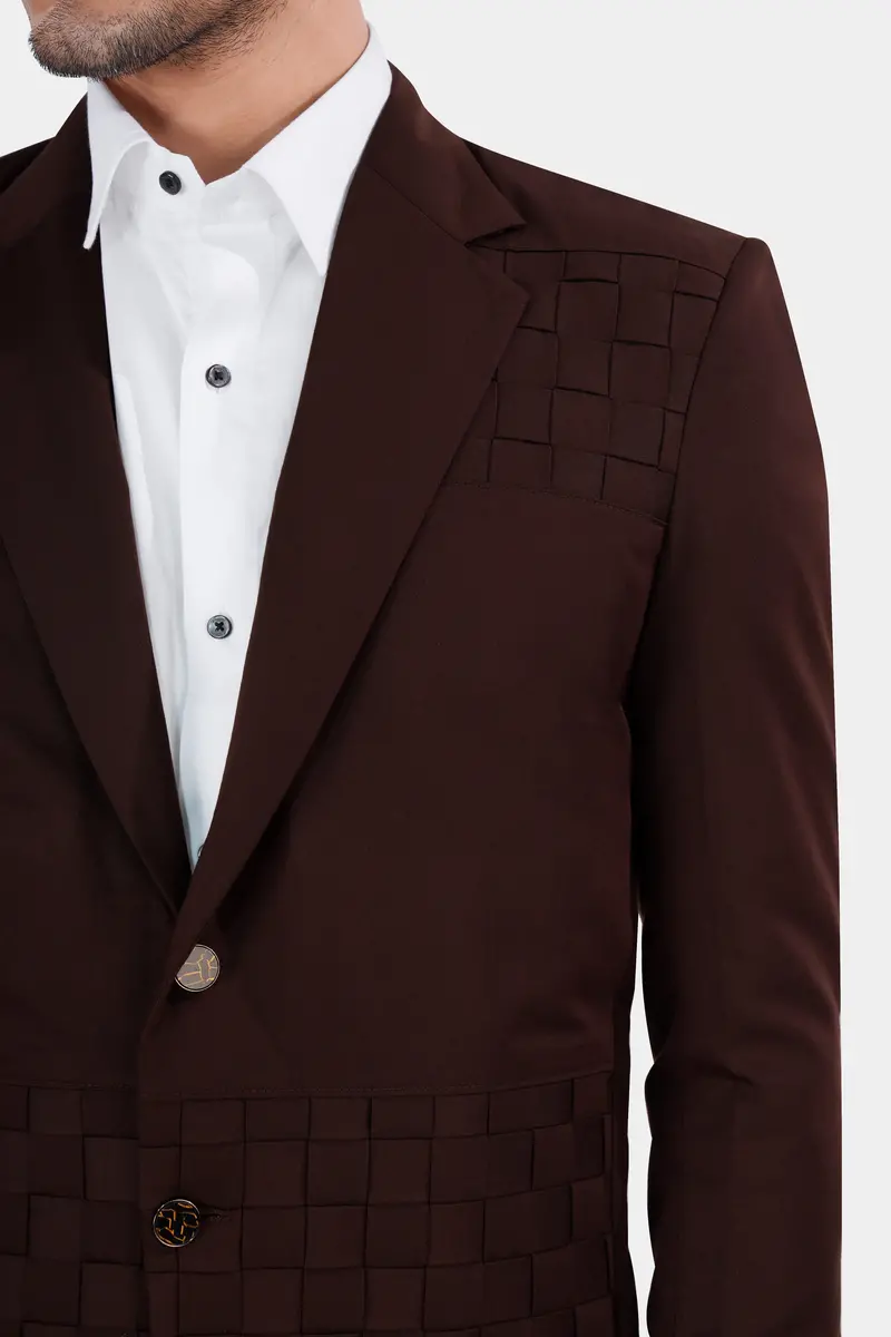 Eclipse Brown Checked Premium Cotton Designer Blazer 8