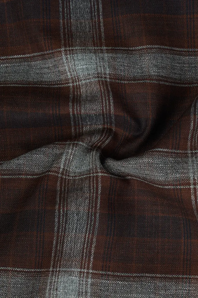 Eclipse Brown Plaid Premium Giza Cotton Shirt 2