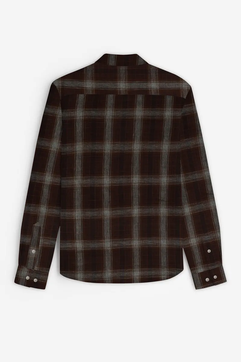 Eclipse Brown Plaid Premium Giza Cotton Shirt 4