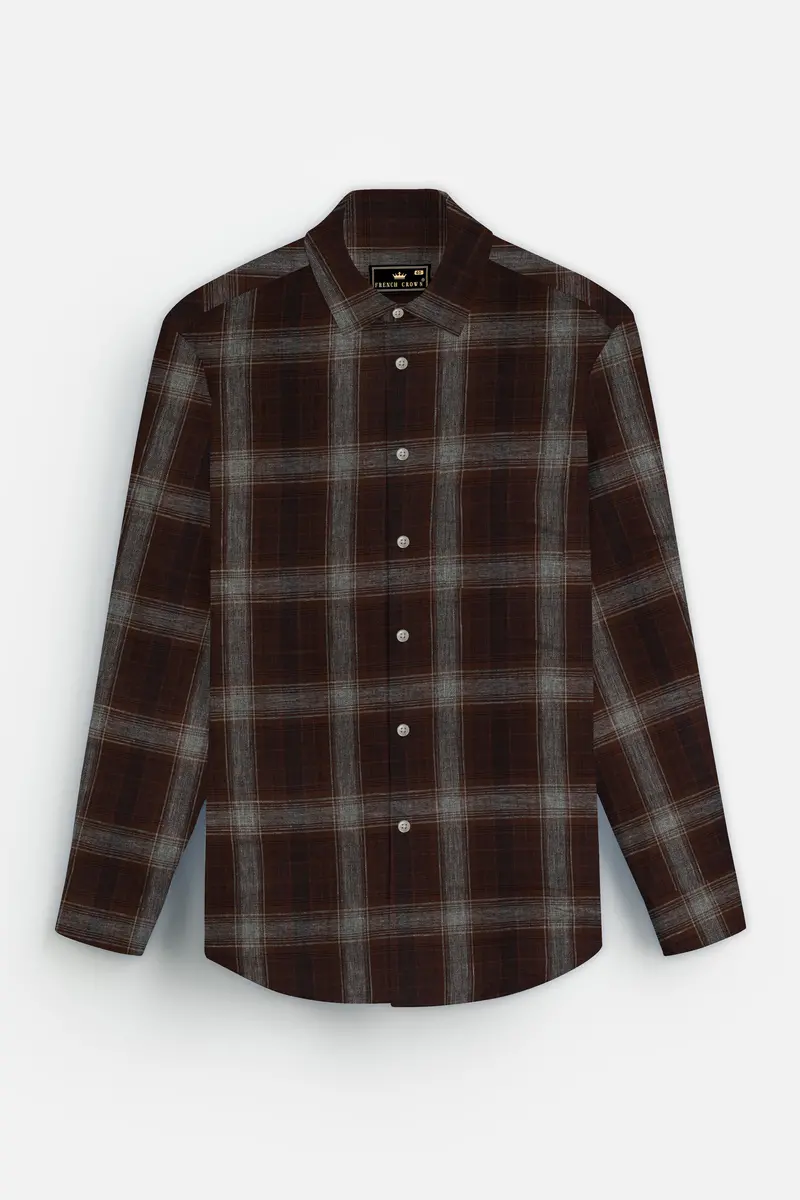 Eclipse Brown Plaid Premium Giza Cotton Shirt 5