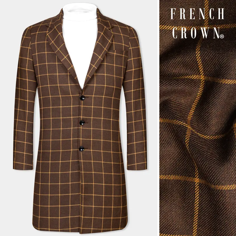 Eclipse Brown Windowpane Tweed Overcoat 1