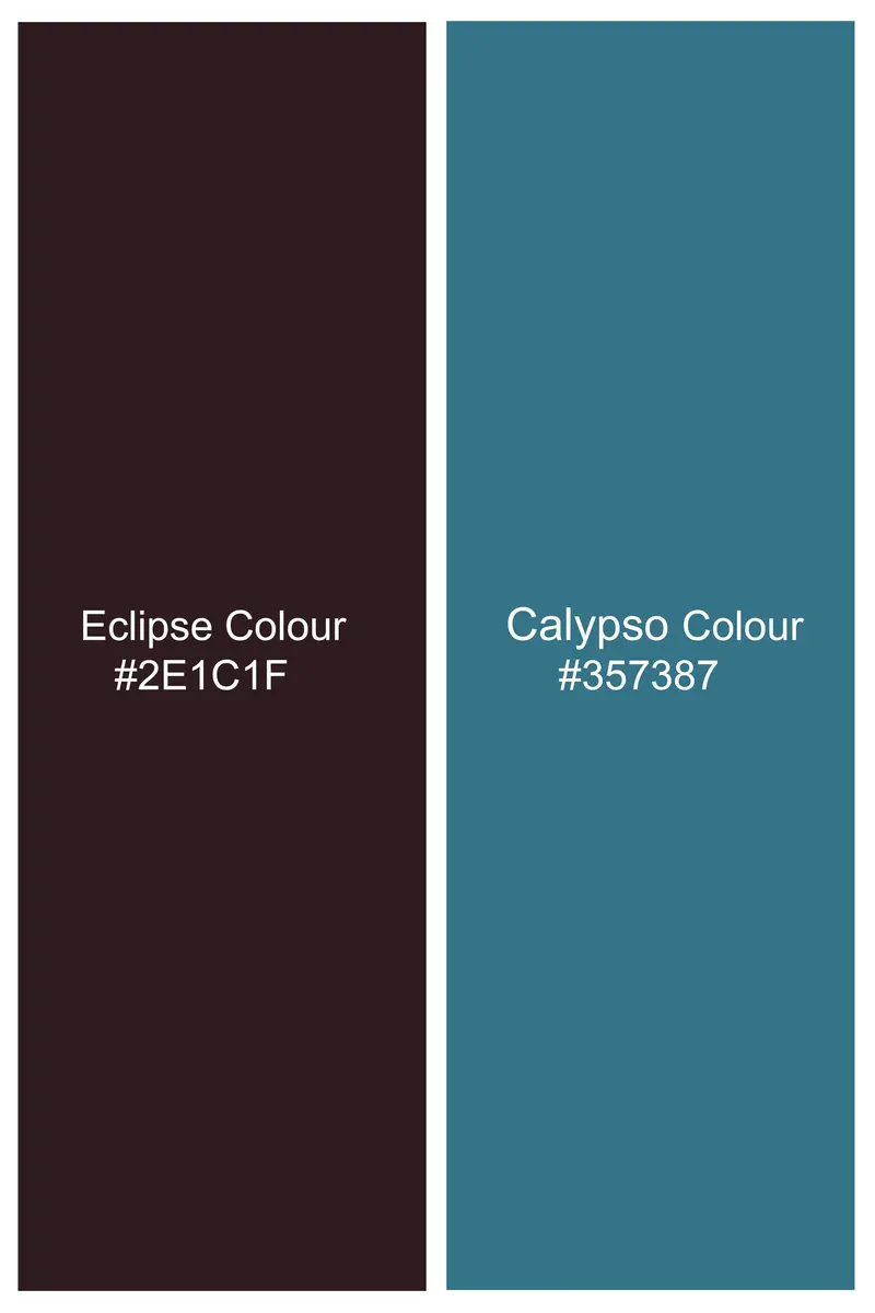 Eclipse Brown With Calypso Blue Subtle Sheen Printed Super Soft Premium Cotton Shirt 8