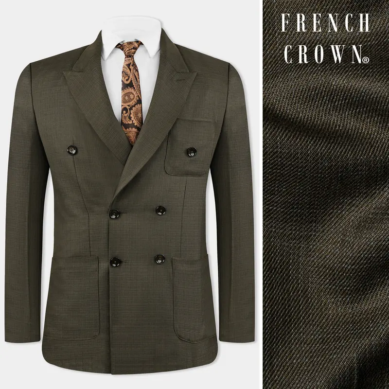 Eclipse Brown Wool Rich Double Breasted Sports Blazer 1