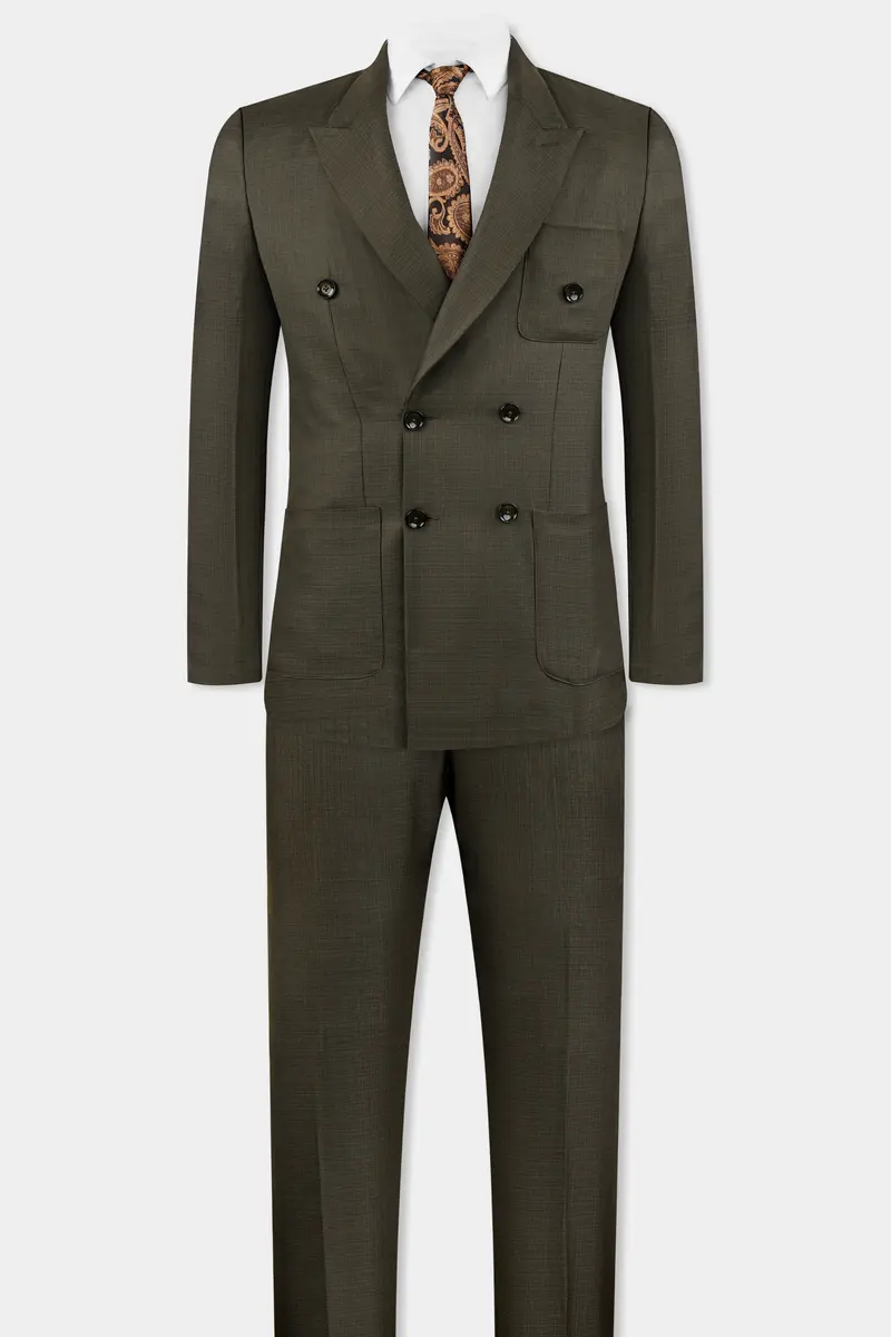 Eclipse Brown Wool Rich Double Breasted Sports Suit 12