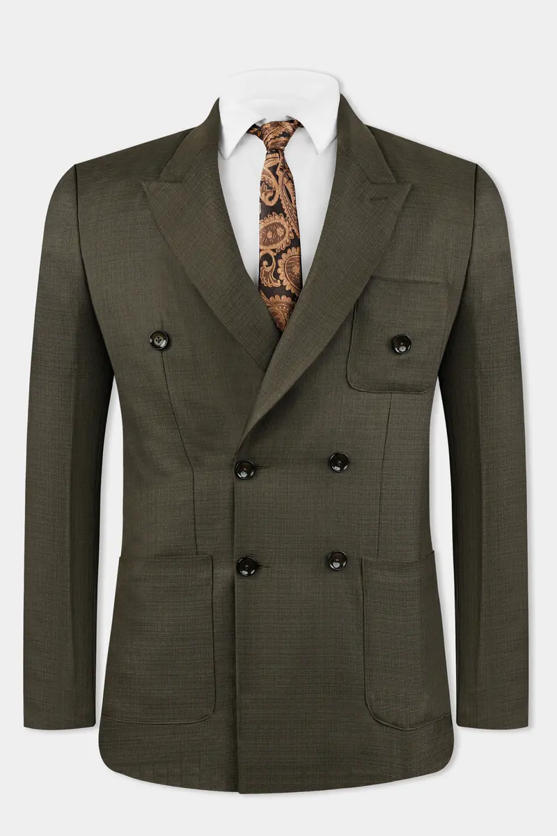 Eclipse Brown Wool Rich Double Breasted Sports Suit 13