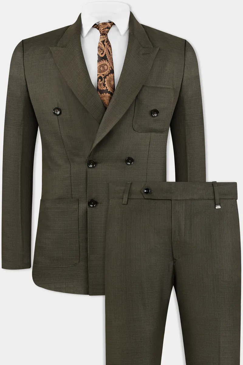 Eclipse Brown Wool Rich Double Breasted Sports Suit 2