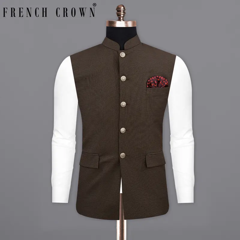 Eclipse Dark Brown Bandhgala Nehru Jacket 7