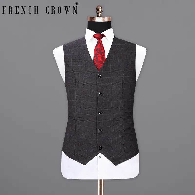 Eclipse Gray Plaid Waistcoat 7