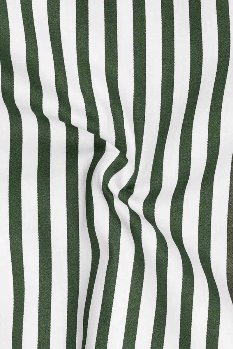 Eclipse-Lunar Green And Bright White Candy Striped Subtle Sheen Soft Premium Cotton Dress Shirt 3