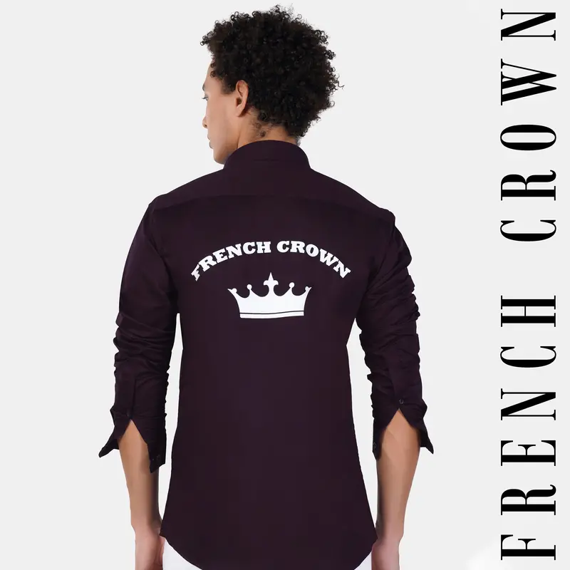 Eclipse Maroon French Crown Printed Subtle Sheen Super Soft Premium Cotton Designer Shirt 1