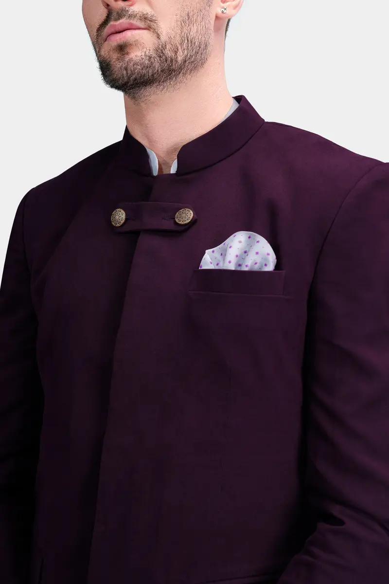 Eclipse Maroon Premium Cotton Bandhgala Designer Blazer 4