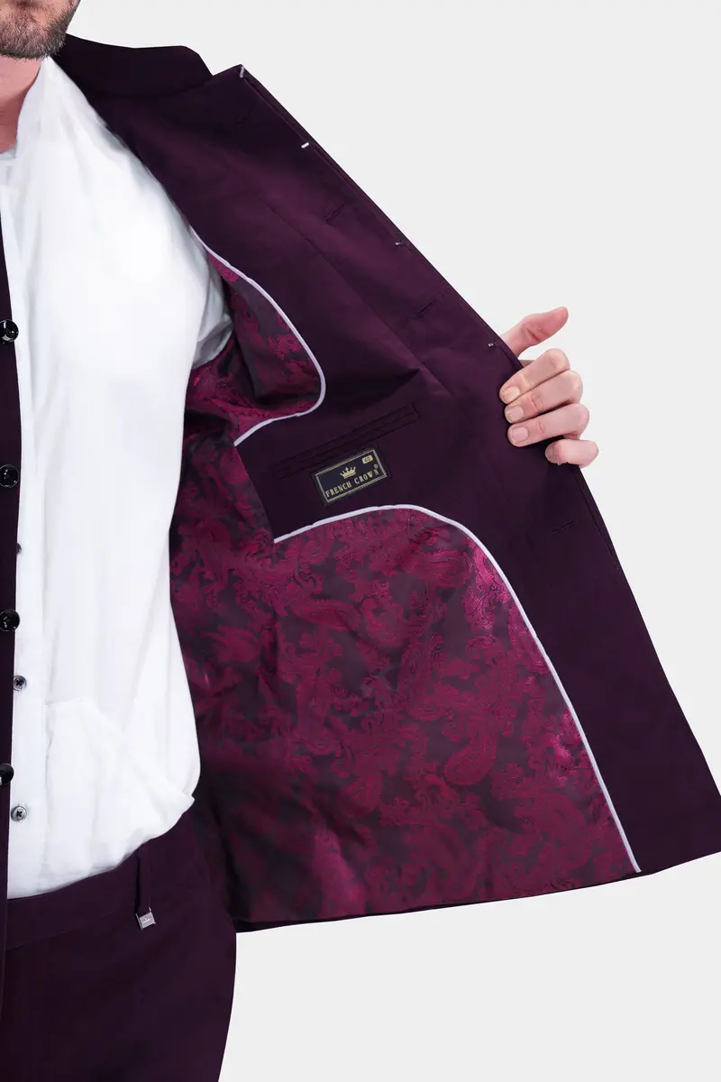 Eclipse Maroon Premium Cotton Bandhgala Designer Blazer 7