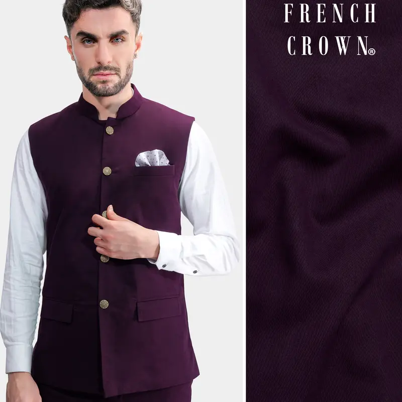 Eclipse Maroon Premium Cotton Nehru Jacket 1