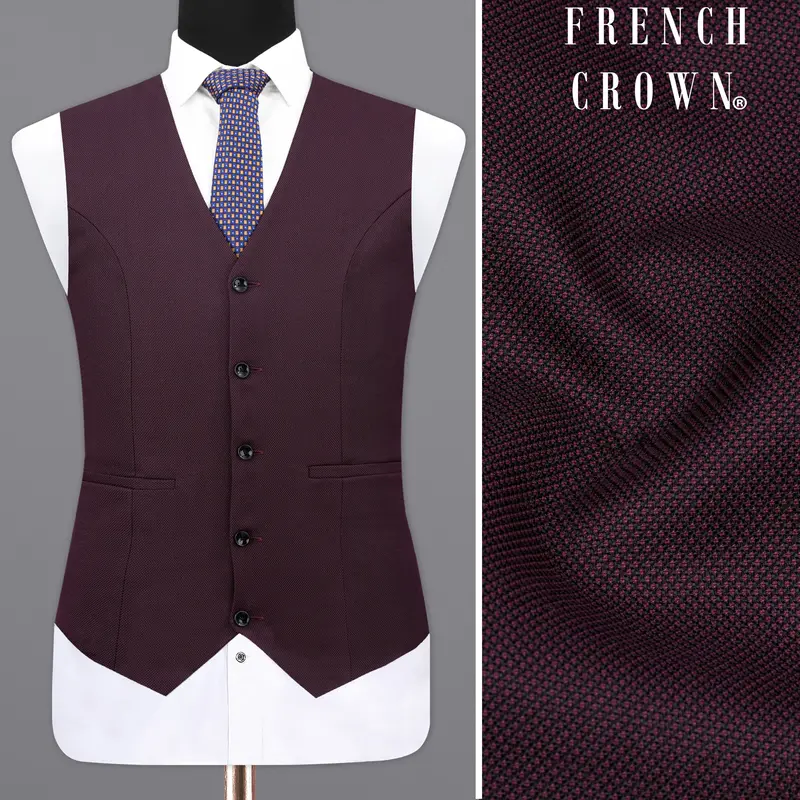 Eclipse Maroon Textured Waistcoat 1