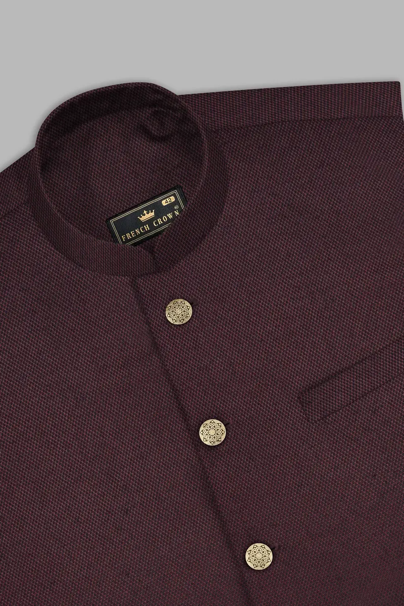 Eclipse Maroon Textured Wool Rich Nehru Jacket 4