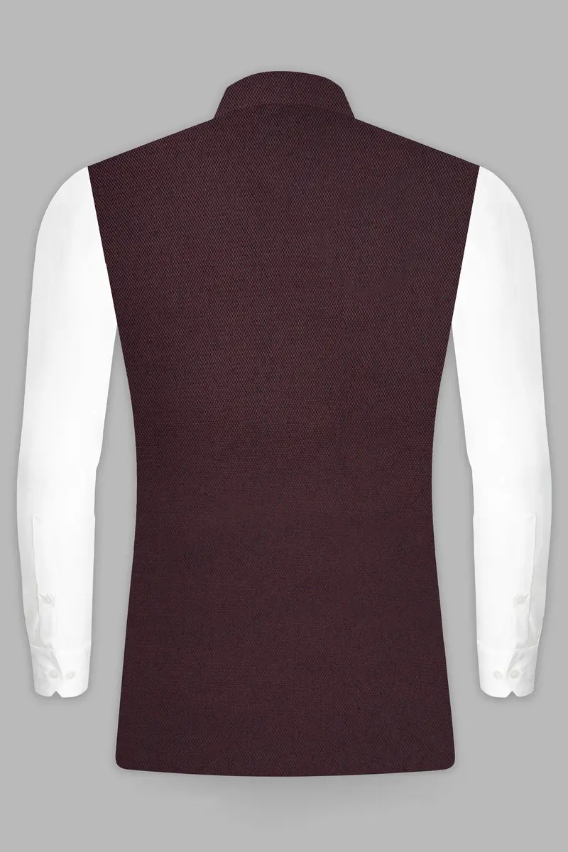 Eclipse Maroon Textured Wool Rich Nehru Jacket 5