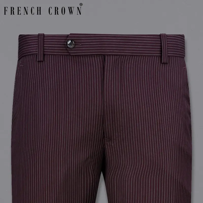 Eclipse Maroon With Stardust Gray Striped Pant 1