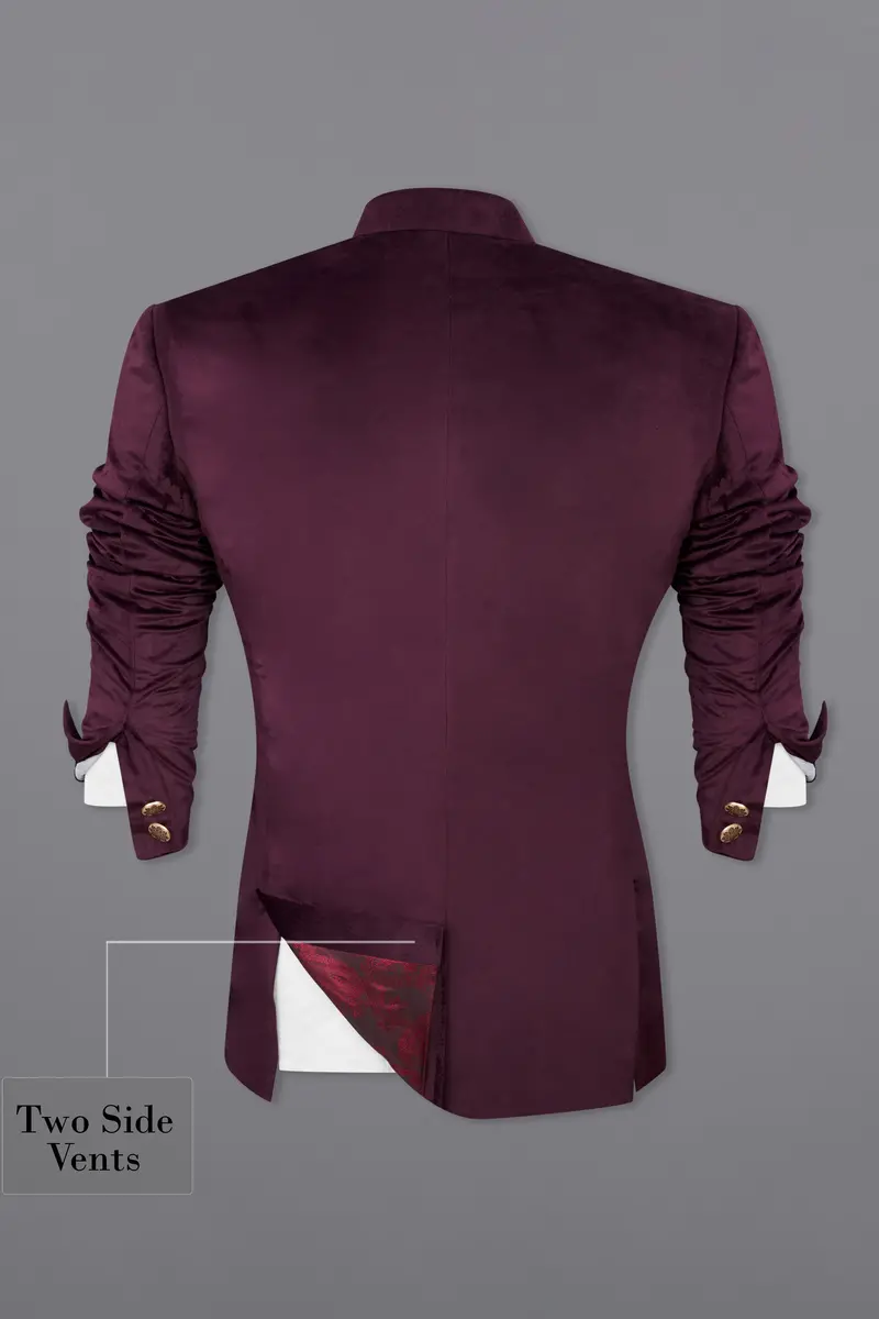 Eclipse Purple Bandhgala Velvet Suit 10