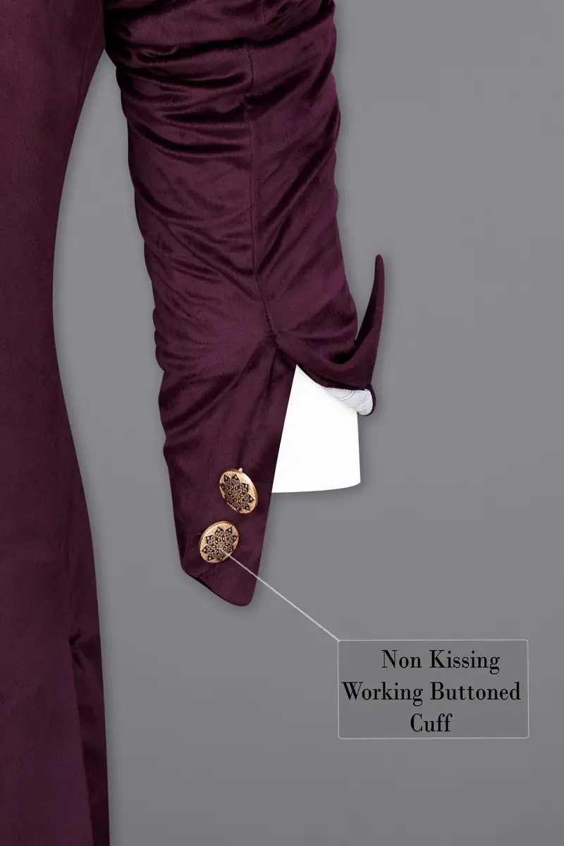 Eclipse Purple Bandhgala Velvet Suit 11