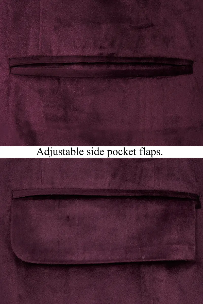 Eclipse Purple Bandhgala Velvet Suit 6