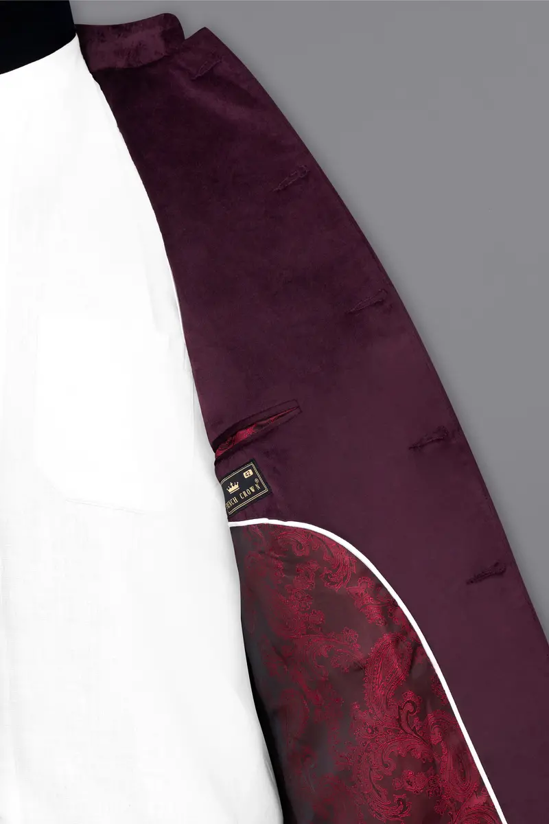 Eclipse Purple Bandhgala Velvet Suit 8