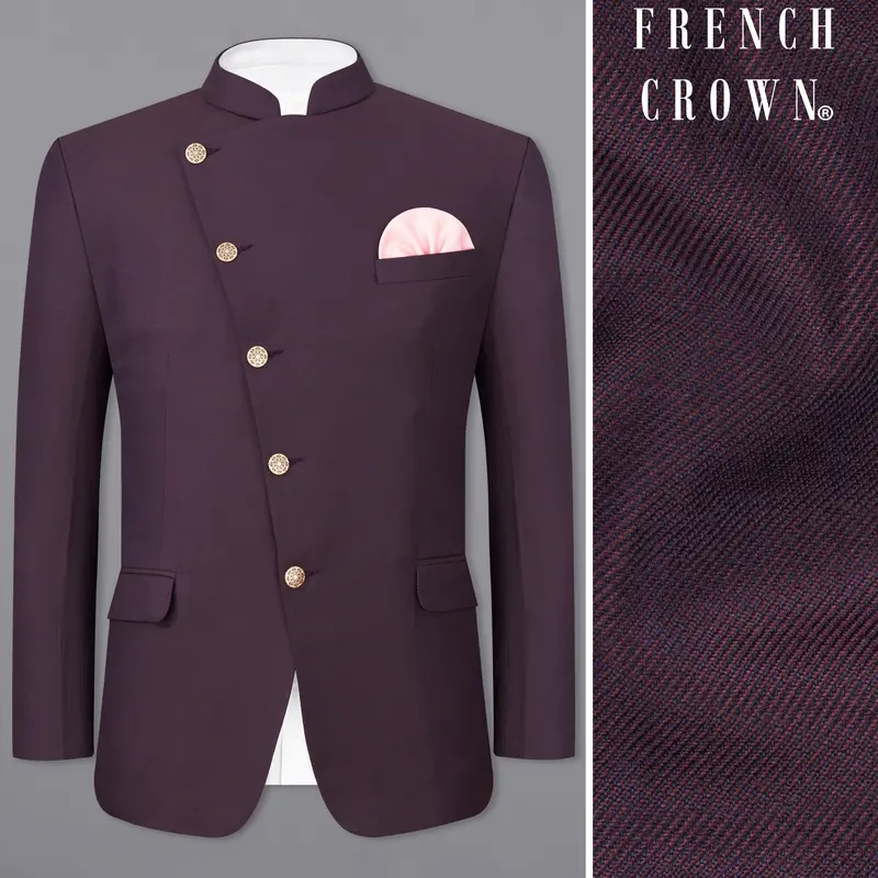 Eclipse Wine Cross Placket Bandhgala Blazer 1
