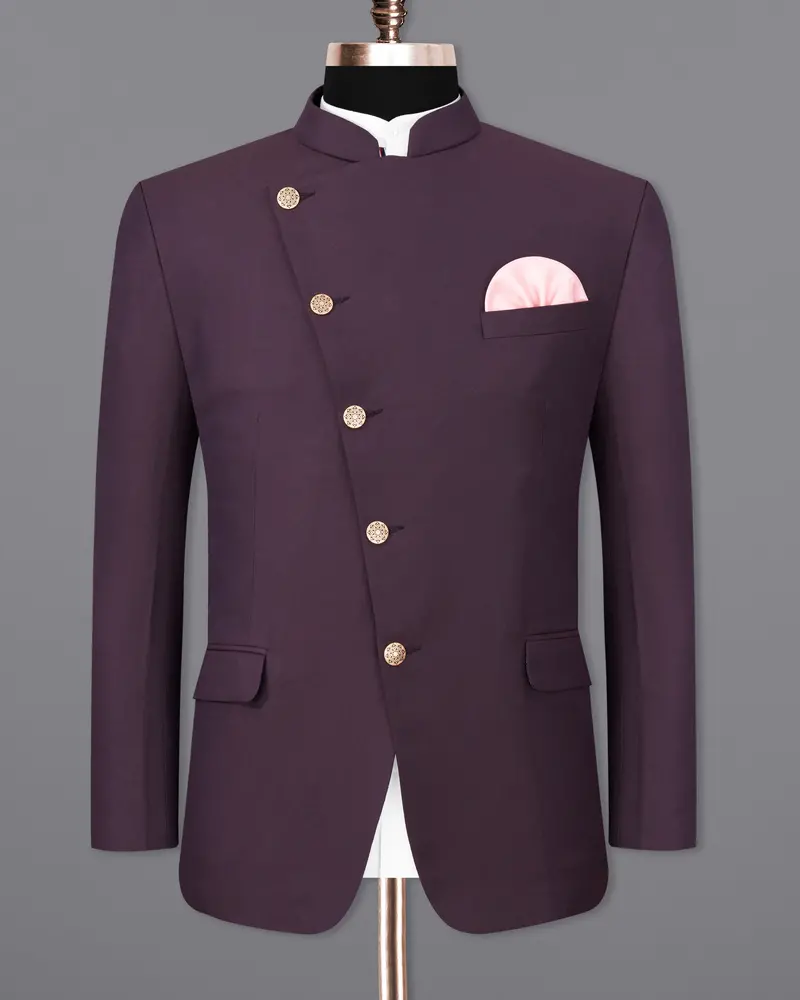 Eclipse Wine Cross Placket Bandhgala Blazer 8