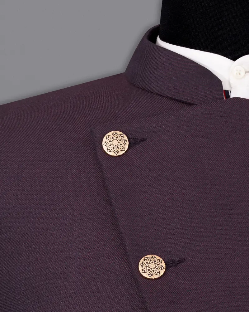 Eclipse Wine Cross Placket Bandhgala Suit 5