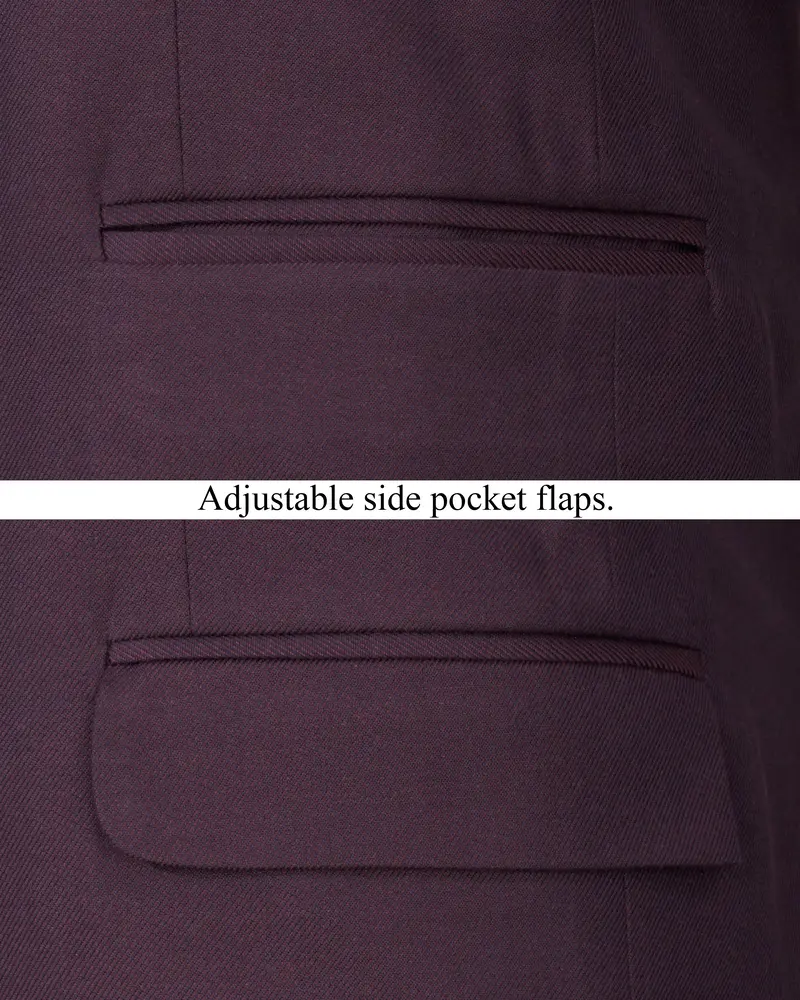 Eclipse Wine Cross Placket Bandhgala Suit 6