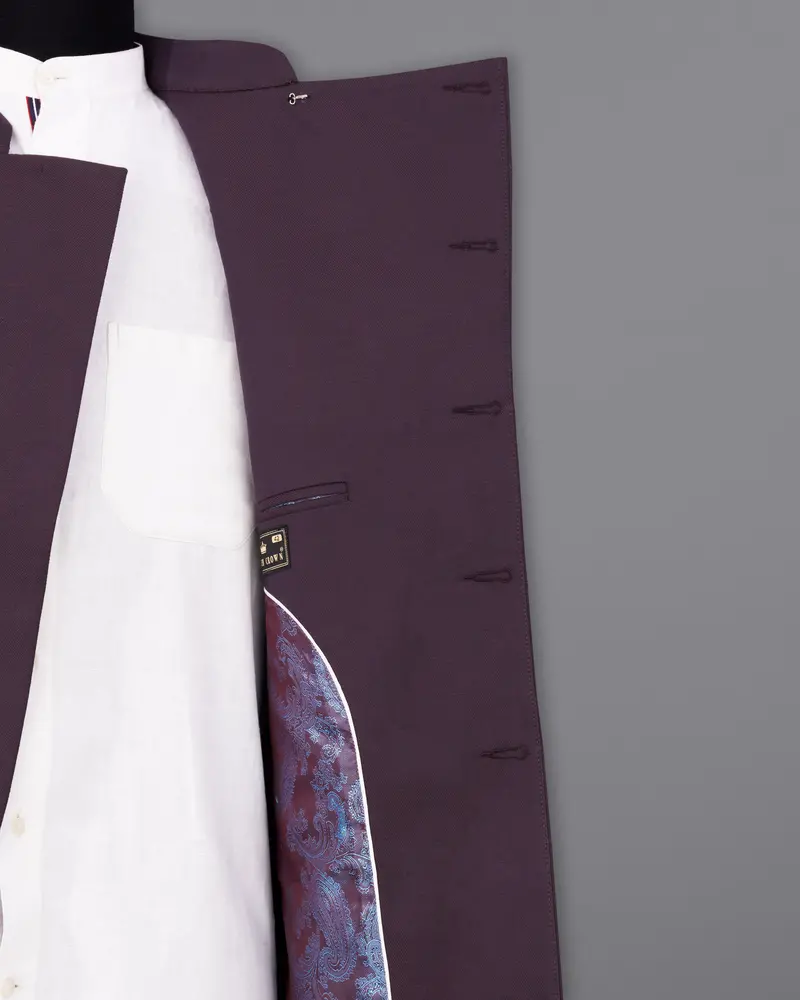 Eclipse Wine Cross Placket Bandhgala Suit 8