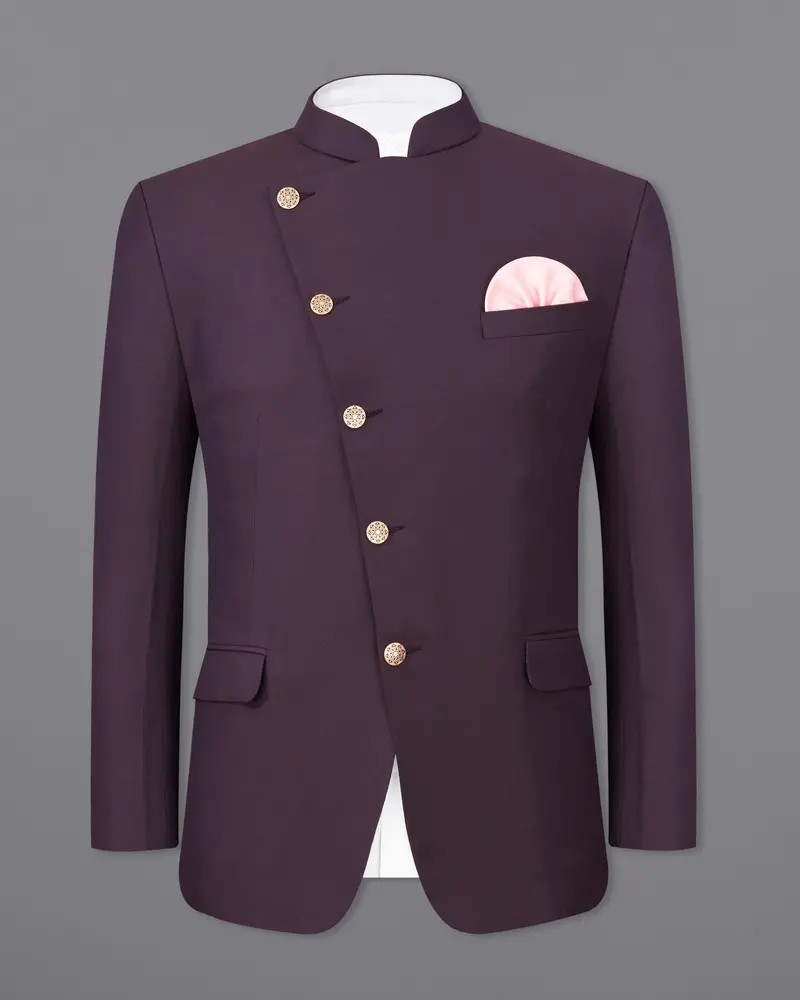 Eclipse Wine Cross Placket Bandhgala Suit 9